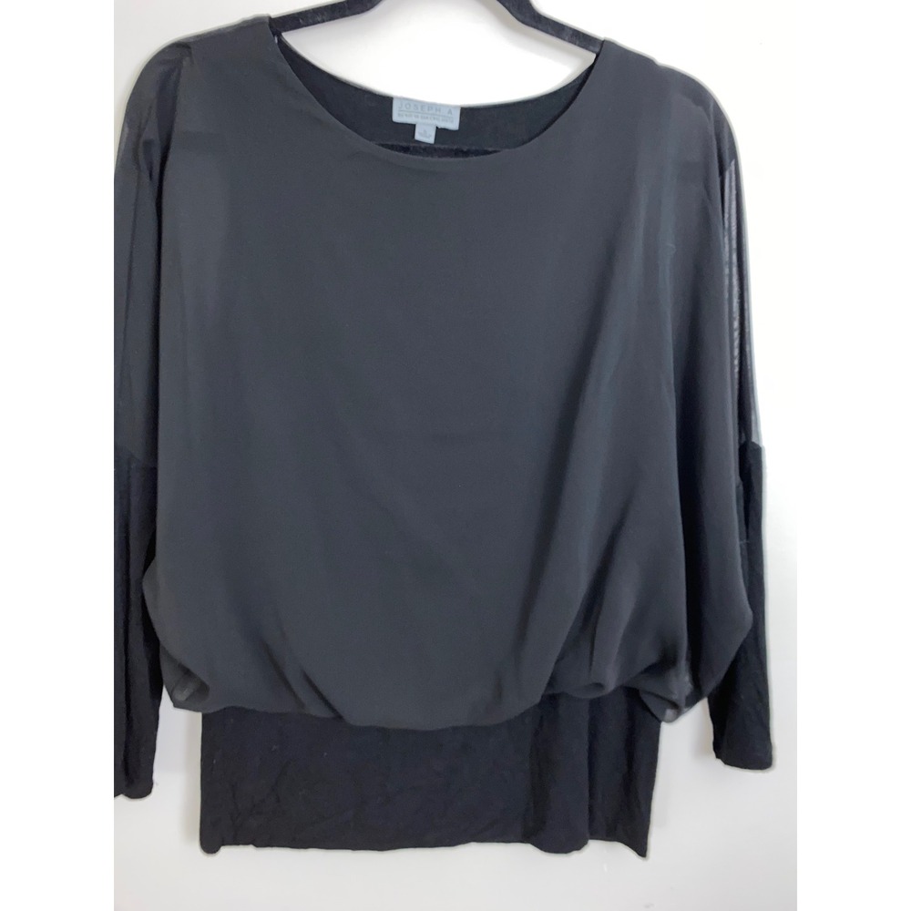 Joseph A Layered Chiffon Top Womens S Black Sheer Blouse Dolman Whimsigoth